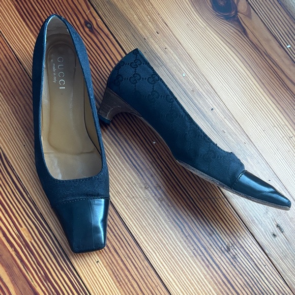 Gucci Black Square-Toe Heels - Picture 1 of 6